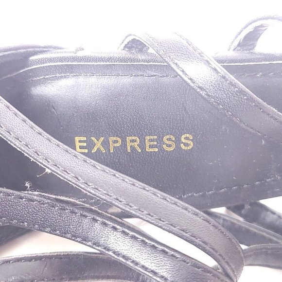 Express Womens Gladiator Studded Stiletto Heel Sandals Synthetic Zip Black 6.5 - Picture 10 of 11
